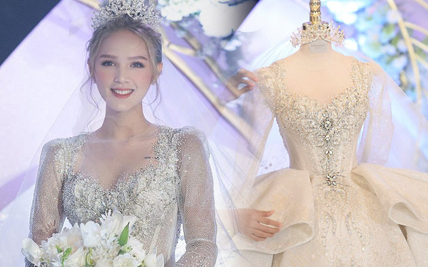 Cô dâu Xoài Non trong chiếc váy cưới trị giá 28 tỷ được gắn 6 viên kim cương trước ngực